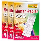 inseko 120 x Mottenpapier I Mottenschutz für Kleiderschrank gegen Kleidermotten I 4...