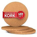 wortek Topfuntersetzer Kork Untersetzer Topf 19cm Durchmesser, 4er Set Korkuntersetzer...