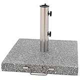 Nexos Sonnenschirmständer 30kg polierter Granit Edelstahl eckig 45 x 45 cm Schirmständer...