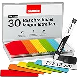 GAUDER Magnetstreifen beschreibbar | Magnetschilder zum Beschriften | Magnetkarten für...