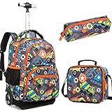 MOHCO Rollrucksack für Kinder, 40,6 cm, Schulrucksack-Set für Jungen und Mädchen, Auto,...