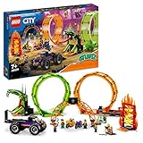 LEGO 60339 City Stuntz Stuntshow-Doppellooping Set, inkl. Rampe, Monstertruck, 2X Motorrad...