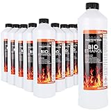 Bio Alkohol 100% 10 x 1 Liter - BIOETHANOL für Alkohol-Kamine, Tischfeuer, Ethanolkamine,...