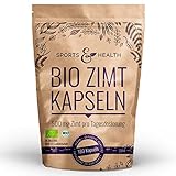 Bio Zimt Kapseln Hochdosiert - 180 Kapseln - Natürlich - Allergenfrei - Vegan - 500 mg...