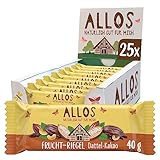 Allos Fruchtriegel Dattel Kakao, Bio Riegel, Energie Riegel, Sportriegel, Vegan, 25 x 40g
