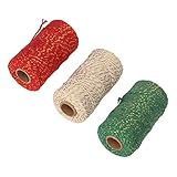 Jeanoko Baumwollschnur, Weihnachtsschnur, 3 Rollen, leicht, jeweils 100 m lang, für...