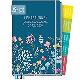 Häfft Lehrer-Planer 2023/2024 A5+ [Happy Flower] Hardcover Lehrerkalender,...