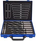 PeTools, Spiralbohrer 9 tlg. HSS Konus-Bohrer, Stahlbohrer 14,5-30mm, Morsekegel MK MK2,...