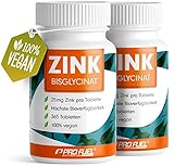 Zink 25mg - 2x365 Tabletten (vegan) mit Zink-Bisglycinat (Zink-Chelat) für höchste...