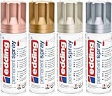 Permanent Spray Metallic Set edding 5200 Acryllack Premium MATT 4 x 200ml / Sprühfarbe...