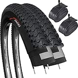 Fincci Set Paar 26 x 2,125 Zoll 57-559 Faltbar Reifen mit Autoventil Schläuche für MTB...