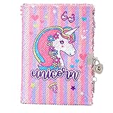 PinkSheep Pailletten Einhorn Notizbuch für Mädchen, Reversible Pailletten Einhorn...