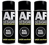 Alex Flittner Designs Lackspray Schwarz matt RAL 9005 TIEFSCHWARZ 3x 400ml Autolack...