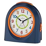 Atrium Kinder Wecker Analog Quarz ohne Ticken mit Licht und Snooze Dunkelblau Orange...