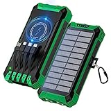 Power Bank Solar 36000mAh FEEL VOX,Wireless Powerbank Mit 4 Kabeln USB C 15W...