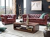 Woodkings® Chesterfield Sofa Set 1+2+3 Vintage Echtleder Couchset Bürosofas...