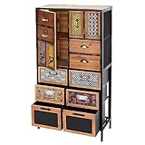 Apothekerkommode HWC-L38, Schubladenschrank Kommode Regal Schubladen, Metall Tanne Holz,...