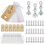 24 Stück Schutzengel Anhänger, Gastgeschenke Taufe Hochzeit mit Organza Tasche und...