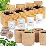 ONVAYA® Kräuter Anzuchtset mit Holzkiste | Indoor Kräutergarten | Grow Kit |...