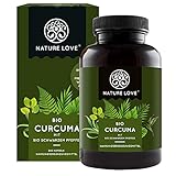 NATURE LOVE Bio Curcuma - 240 Kapseln - mit Curcumin aus Kurkuma und Piperin aus schwarzem...