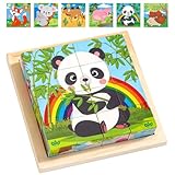 Würfelpuzzle Holz 3D Bilderwürfel Puzzlespiele, 6 in 1 Holzpuzzle Kinder Montessori...