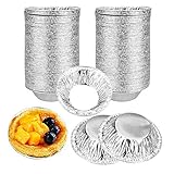 TANCUDER 250 Stück Eierkuchenform Egg Tart Form Einweg Aluminiumfolie Tassen Rund Egg...