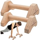 Holz-Parallettes Liegestützgriffe, rutschfest für Indoor & Outdoor für Calisthenics,...