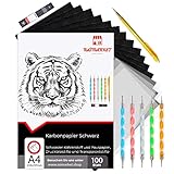 Raimarket 100 Blatt Schwarzes Kohlepapier Transferpapier | Zeichnen Von Entwürfen Mit...