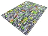 HEVO Stadt Mix Strassen Spielteppich | Kinderteppich 145x200 cm mit Antirutsch Rücken