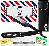 Rasiermesser Barber set 20 Halbe Klingen Etui Leder Reise SAKKAL |Rasierer Friseur Herren...