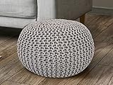 casamia Pouf Ø 55 cm Strickhocker Sitzpouf Sitzpuff Bodenkissen Grobstrick-Optik...