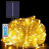 Kluwahli Solar Lichtschlauch Außen Innen 24,9M, 250 LEDs Wasserfest 8 Modi...