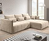 Furnix Ecksofa Yalta mit Schlaffunktion und Bettkasten - Couch L-Form Sofa mit Kissen -...