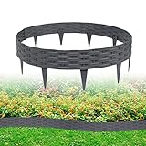 ACXIN 10m Rasenkante Beeteinfassung Gartenpalisade in Rattan-Optik mit 10 Elemente á 100...