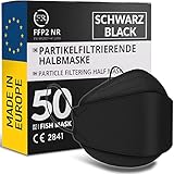 FiRiO® 50x FFP2 Maske Schwarz [MADE IN EUROPE] - Schwarze FFP2 Maske Fischform aus Europa...