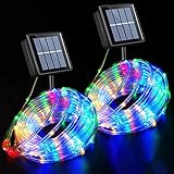 Solar-Lichterkette für den Außenbereich, 100 LEDs, wasserdicht, 8 Modi, Silberdraht,...