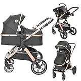 Lorelli Viola Black Diamonds, 3-in-1 Kombi-Kinderwagen, inkl. Autositz, schwarz, geeignet...