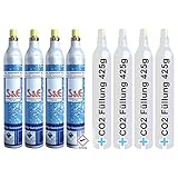 4 x CO2 Zylinder 425 optimal für original Soda-Stream Wassersprudler Crystal, Cool etc....