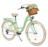 Milord Komfort Fahrrad mit Weidenkorb, Hollandrad, Damenfahrrad, Citybike, Vintage, 28...