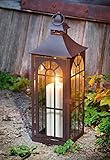 Dekoleidenschaft große Laterne aus Metall & Glas, 45 cm hoch, Gartenlaterne, braun,...
