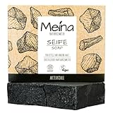 Meina Naturkosmetik - Schwarze Seife mit Aktivkohle gegen Pickel, Naturseife für fettige...