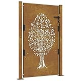 vidaXL Gartentor 105x130 cm Cortenstahl Baum-Design