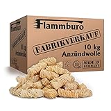 FLAMMBURO (10 kg) Öko-Anzündwolle direkt vom Hersteller, Holzwolle, zertifizierter...