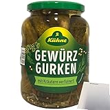 Kühne Gewürzgurken Auslese mit Kräutern verfeinert 1er Pack (1x360g Glas) + usy Block