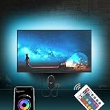 Mexllex Led TV Hintergrundbeleuchtung 55-75 zoll, 4M LED Streifen mit Bluetooth Smart Led...