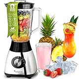 TurboTronic Standmixer mit 1,5L Glasbehälter 1200W Edelstahl silber, Smoothie Maker, Ice...