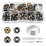 Druckknopf Set, 25 Sets Druckknöpfe Metall, 15mm Druckknopf mit Fixierwerkzeug Kit,...