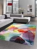 CARPETIA Teppich modern Designerteppich Blätter Laub bunt Größe 160x230 cm