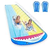 Innedu Wasserrutsche, 4.8 x 1.4M Doppel Wasserbahn im Hai-Stil, Wasserrutschmatte Outdoor...