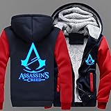 Herren Zip Up Hoodies Assassin Creed Winter Fleece Jacken Jugend Langarm Sweatshirt...